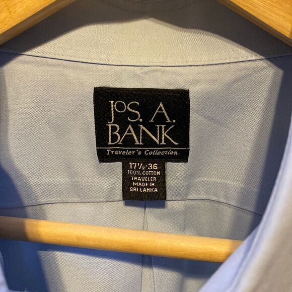 JOS. A. BANKS Blue Dress Shirt Travelers Collection Men’s size 17 1/2 36 - Picture 3 of 8